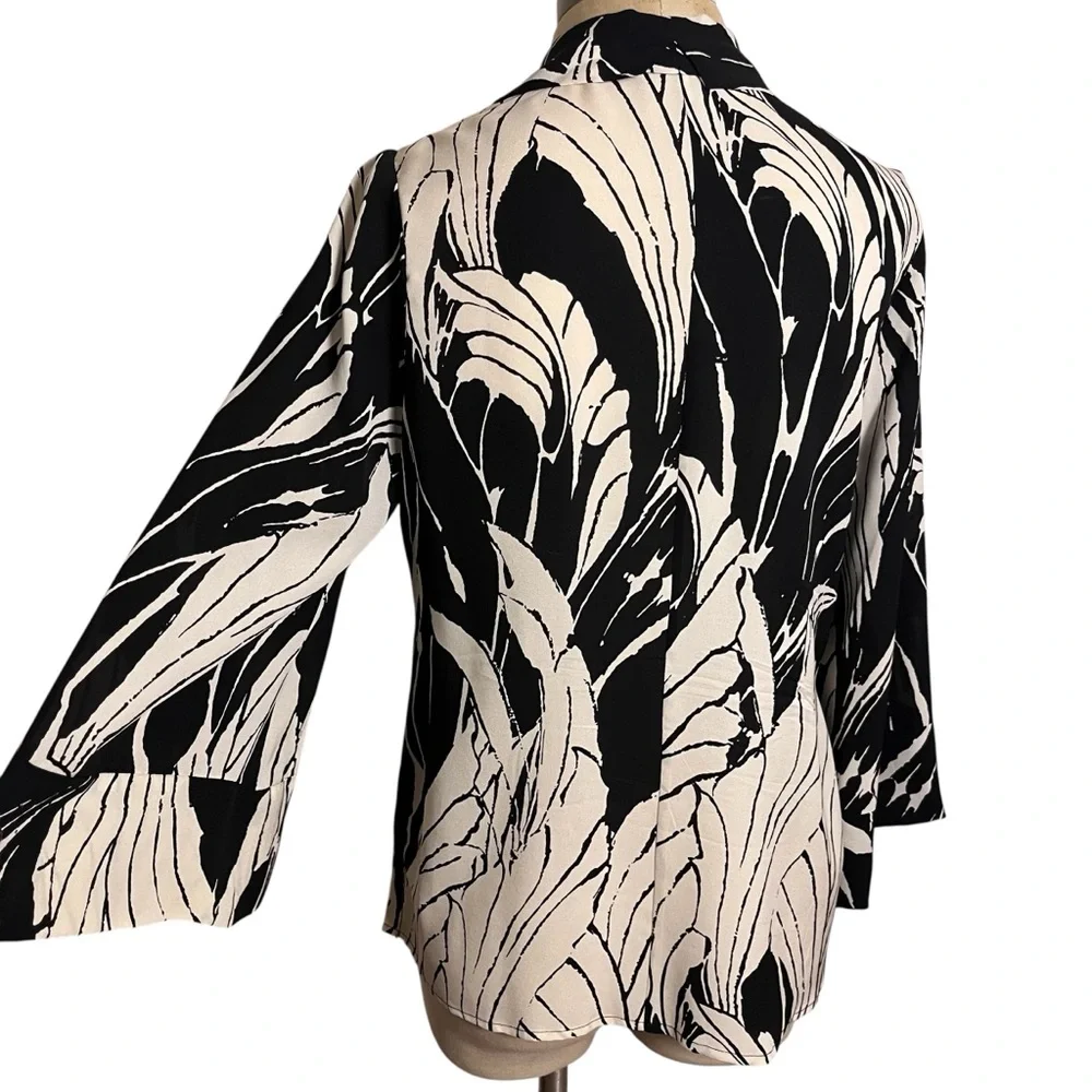 Harari 100% Silk Abstract Print Open Front Jacket / Cardigan Kimono – Size L - Picture 9 of 10